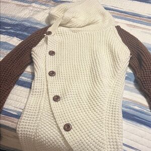 Cozy White and Brown Women's Sweater